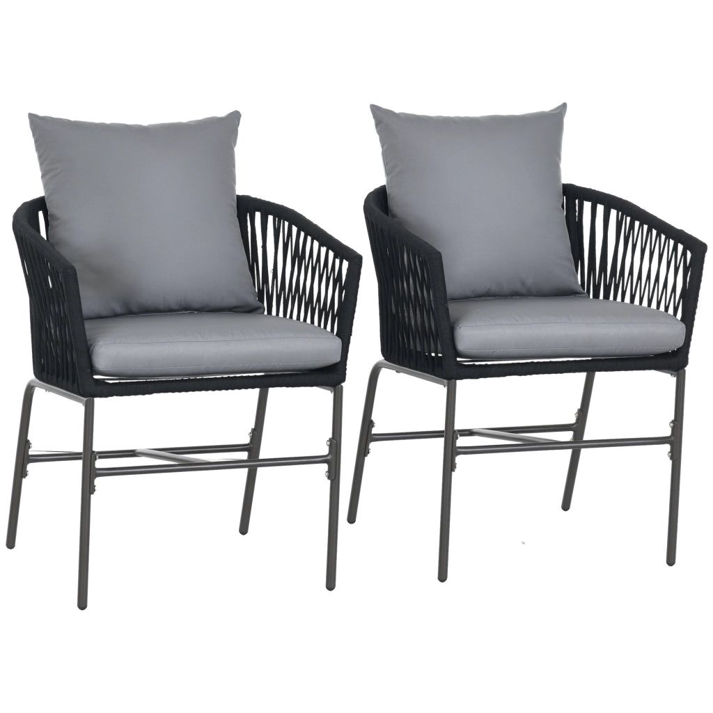 Set Sedie Giardino 2 Pezzi ¨C zephmum ¨C Tessuto Grigio, Metallo Nero