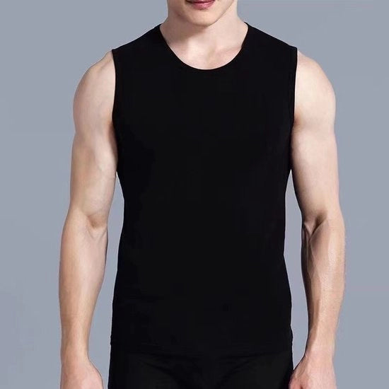 Tank Top Uomo - Tank Top con collo tondo e spalle ampie - 3 pezzi - Tank Top - Tank Top respirante e stretto - Allenamento - Colore liscio senza maniche - Molto elastico - Casual - Abbigliamento da casa - 3XL