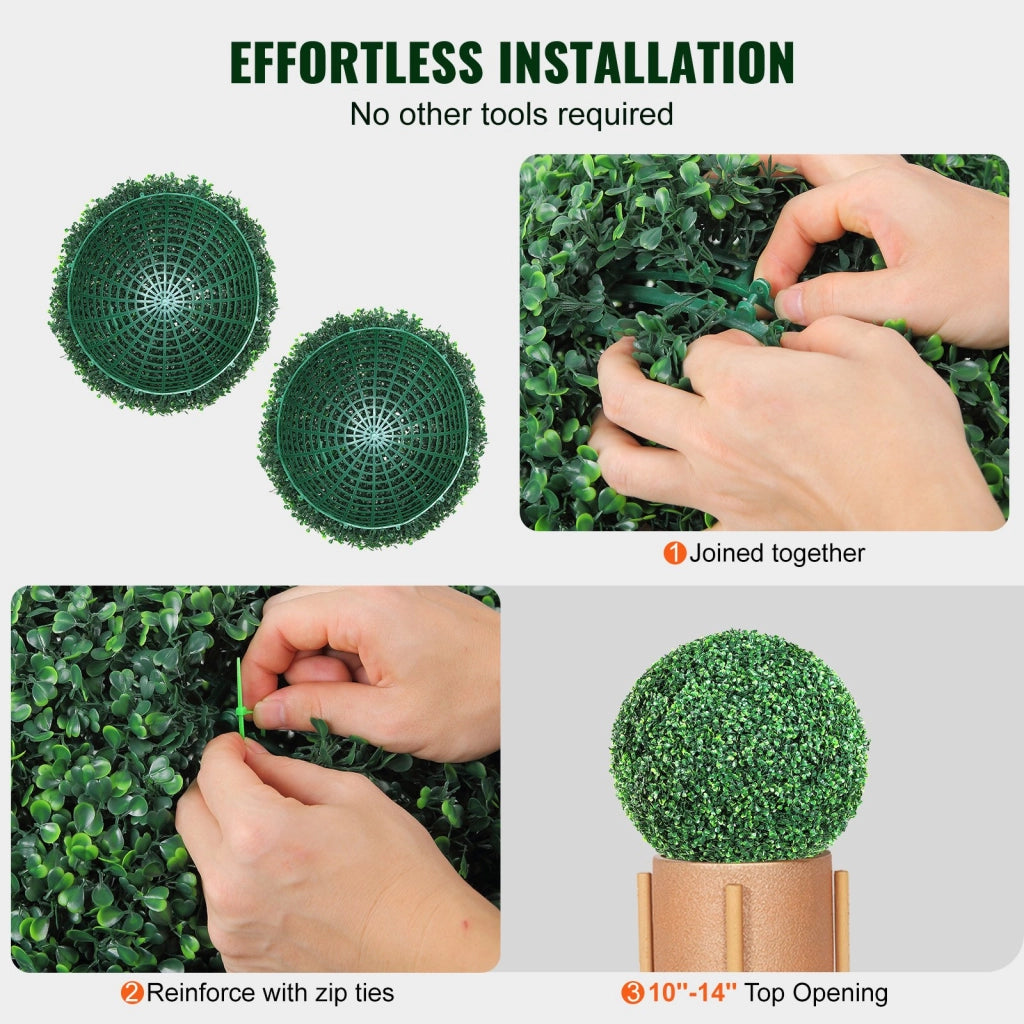 Set 2 Palle di Bosso Artificiale 406 mm in PE MLQ-16 Piante Finte Resistenti per Giardino Balcone e Interni