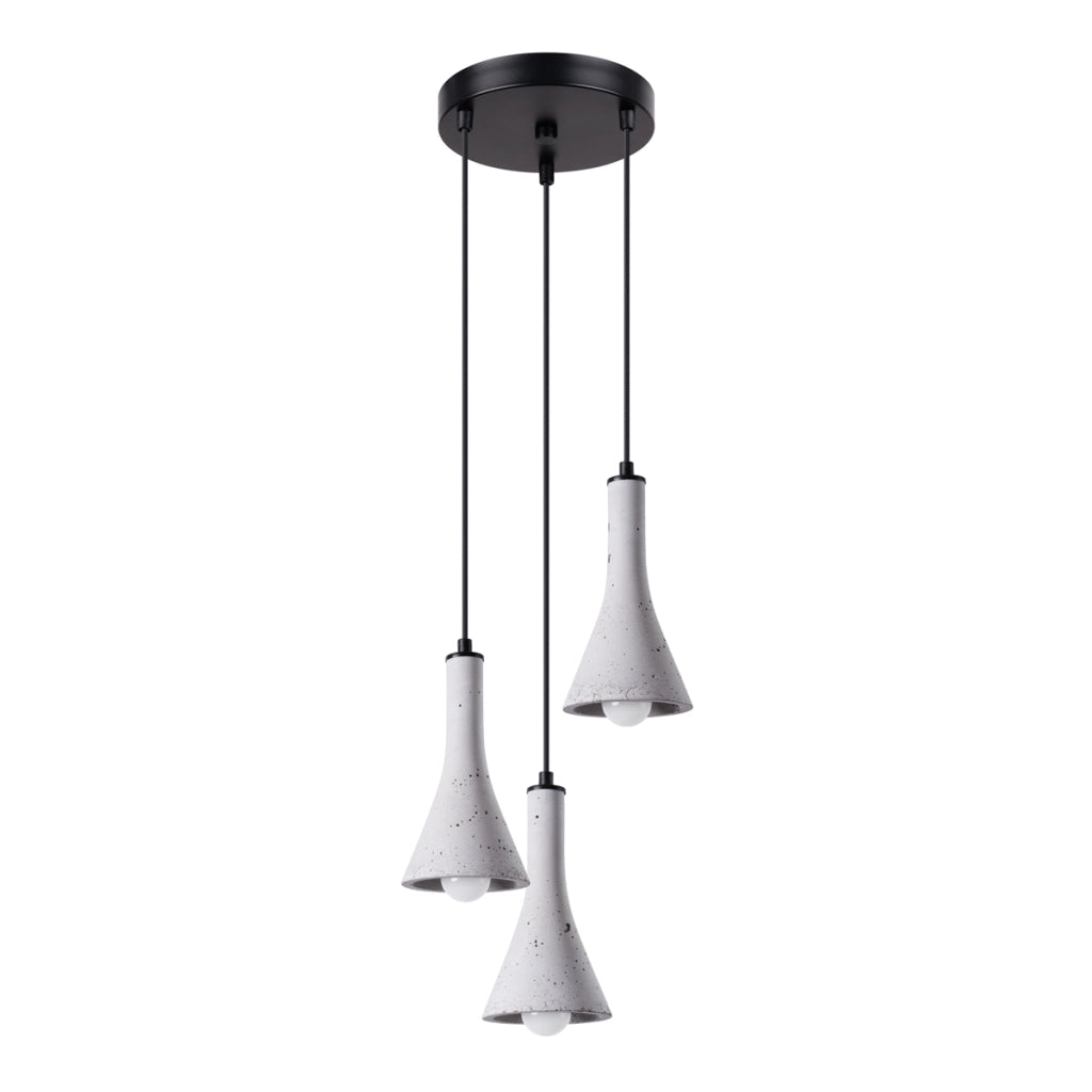Lampada a cono in cemento REA Persian Indigo a 3 luci E14 LED moderna in acciaio nero