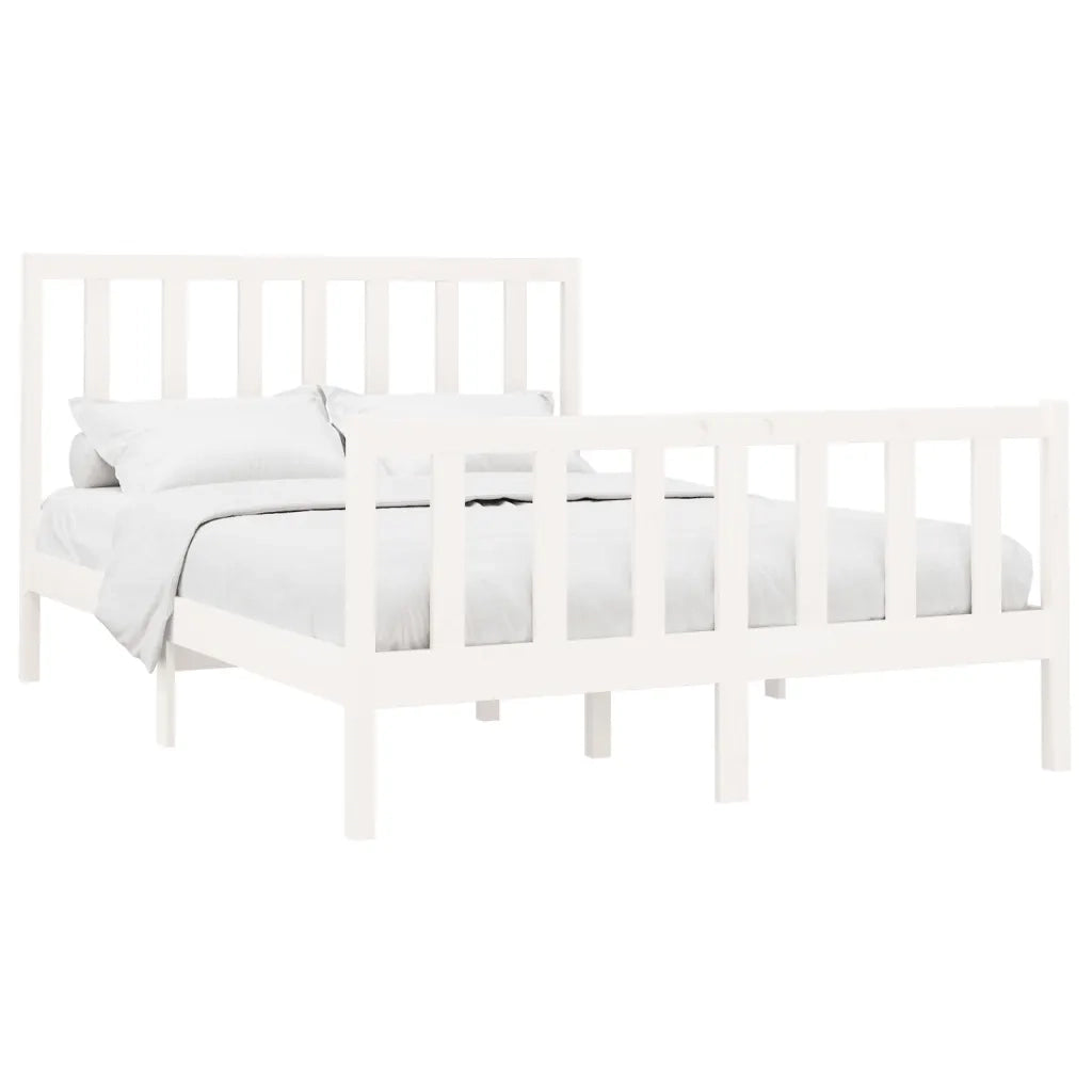 Giroletto senza Materasso-Struttura Letto Bianco 160x200 cm Legno Massello Pino 869877