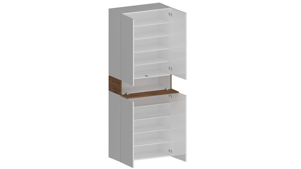 Armadio Scarpiera 4 Ante e 1 Ripiano a Ribalta 76x35x200 cm Savona 4A 1R Bianco Opaco/Rovere Wotan