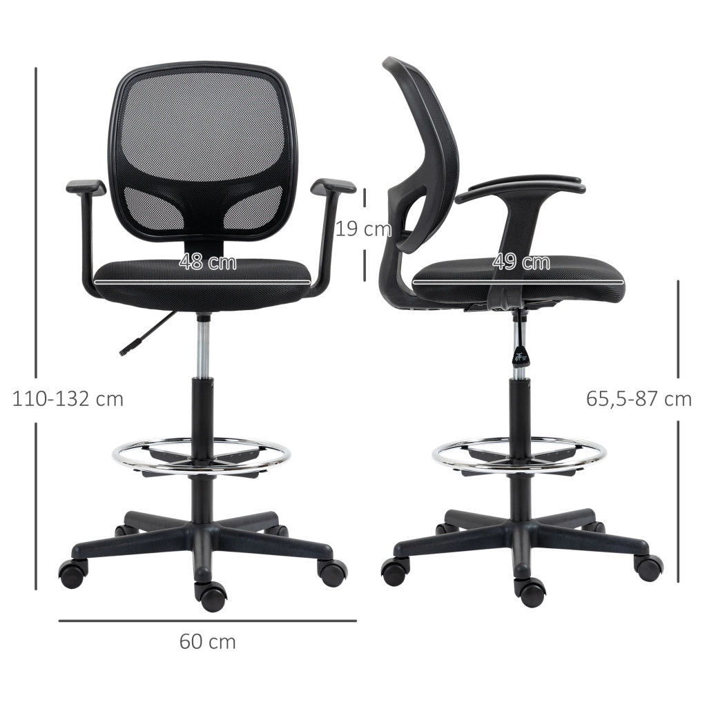 Sedia da ufficio ergonomica ¨C zephmum ¨C nero, rete, regolabile, 60x56x110-132cm