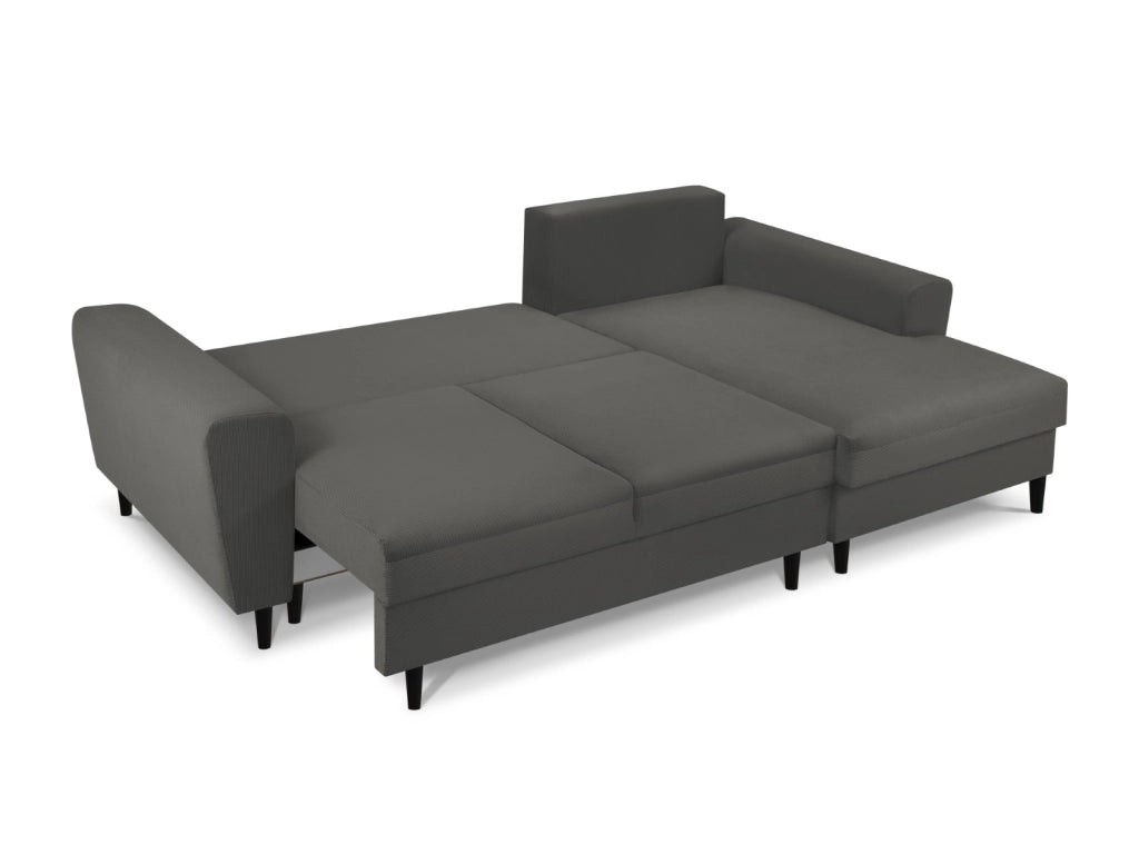 Cosmopolitan Design - Divano convertibile angolare destro con contenitore "Kyoto" 4 posti in velluto a coste grigio 
