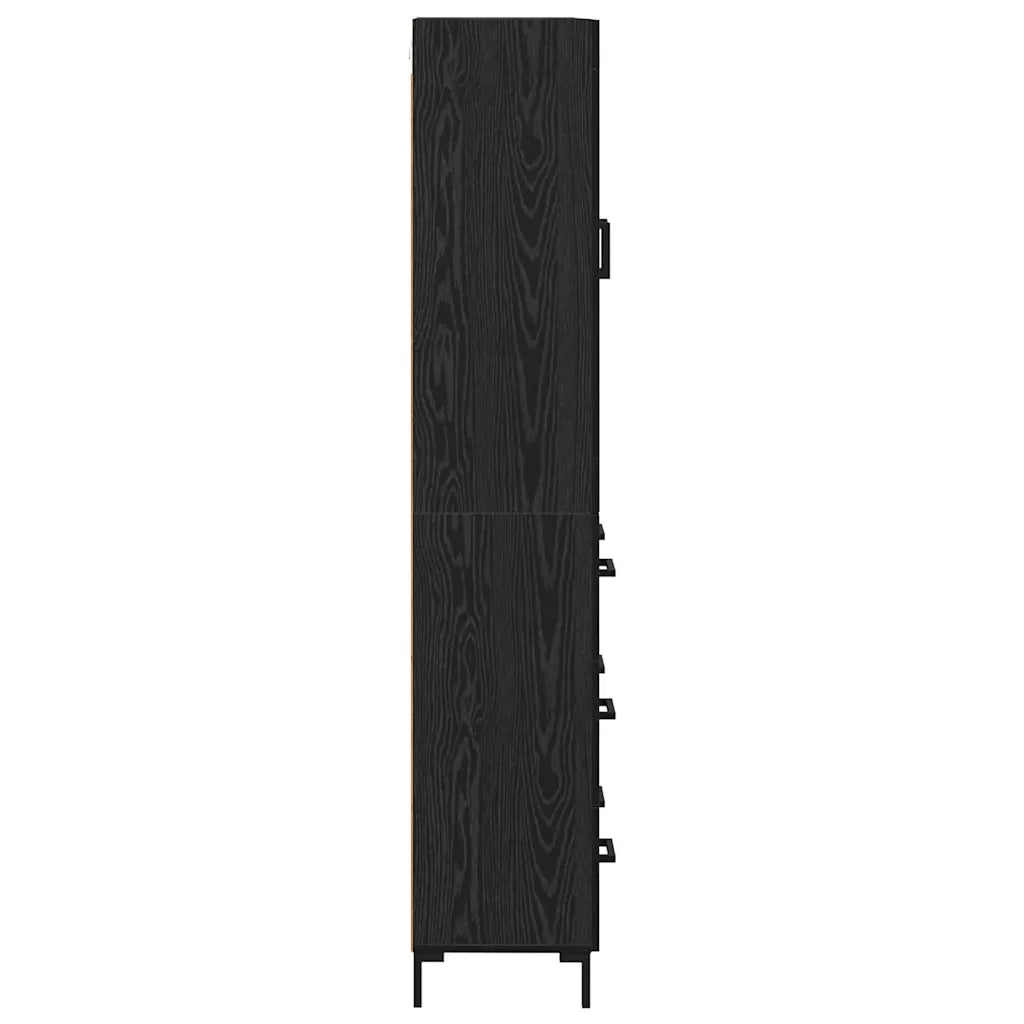 Credenza con cassetto 2 pcs Rovere Nero Legno multistrato