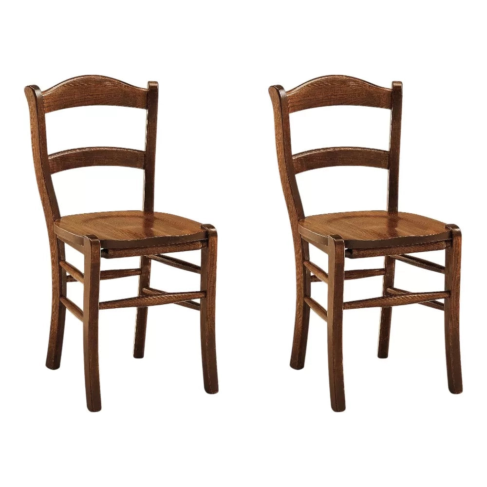 Set 2 sedie rustica in legno di faggio tinta noce seduta legno - Mobili 2G