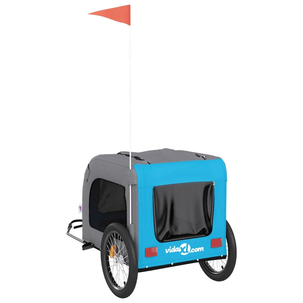 Rimorchio da Bici per Animali Blu e Grigio Oxford e Ferro CFW4426704