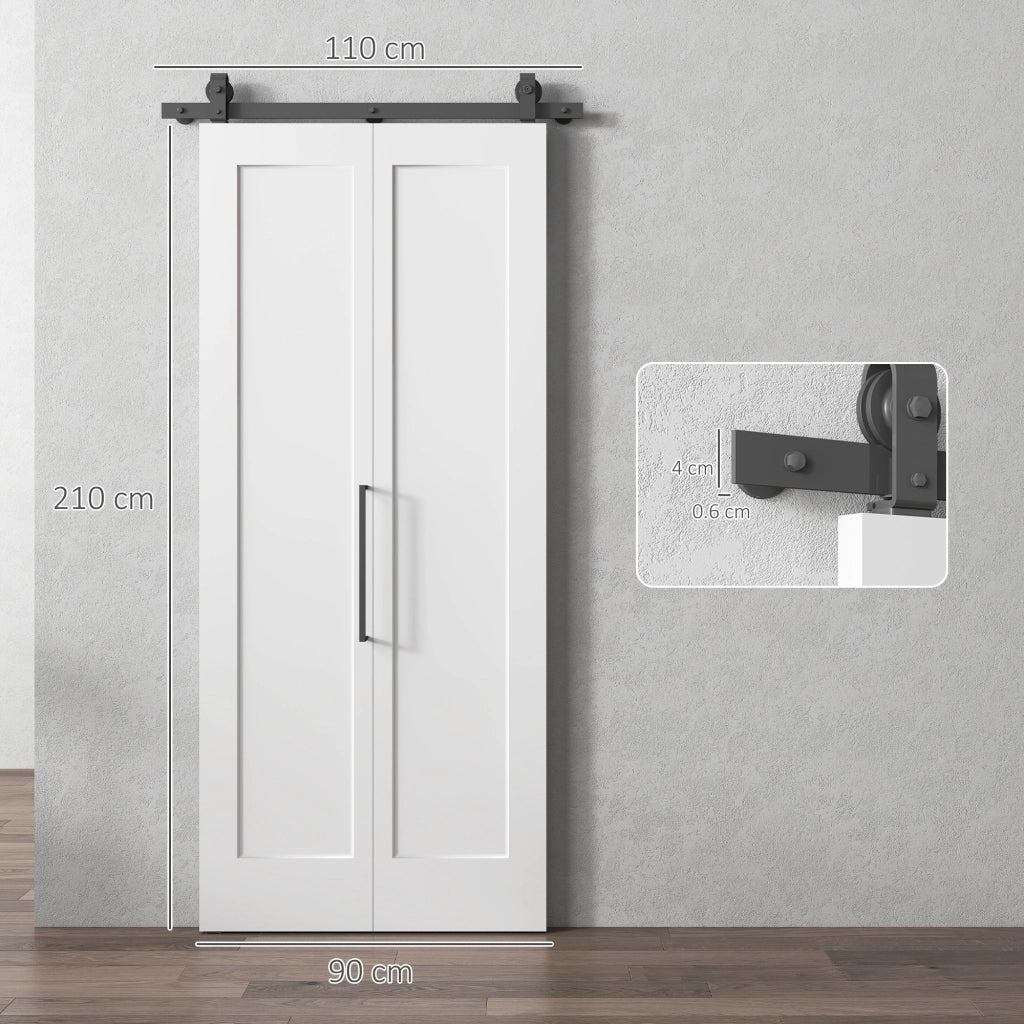 Porta Scorrevole a Libro 90x210 cm con Superficie Verniciabile in MDF e Carbonio Bianco