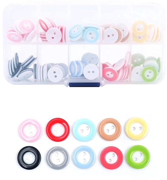 Punti 150 Stuks - 12,5mm - 2 Fori - Colori Misti