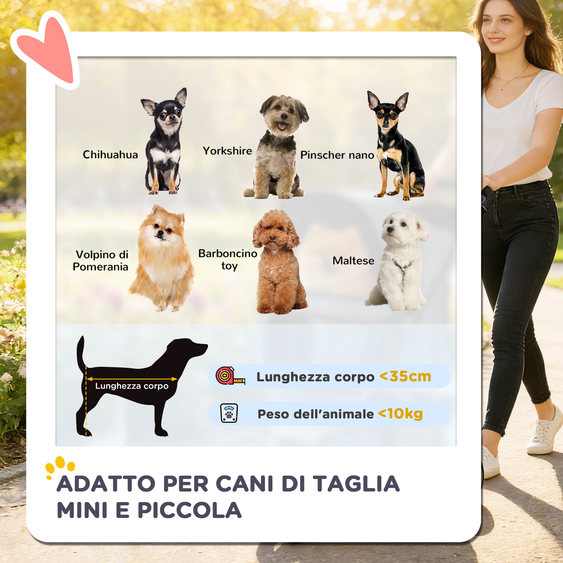 Passeggino per Cani Pieghevole con Catarifrangenti Freni e Cuscino Lavabile Caffè