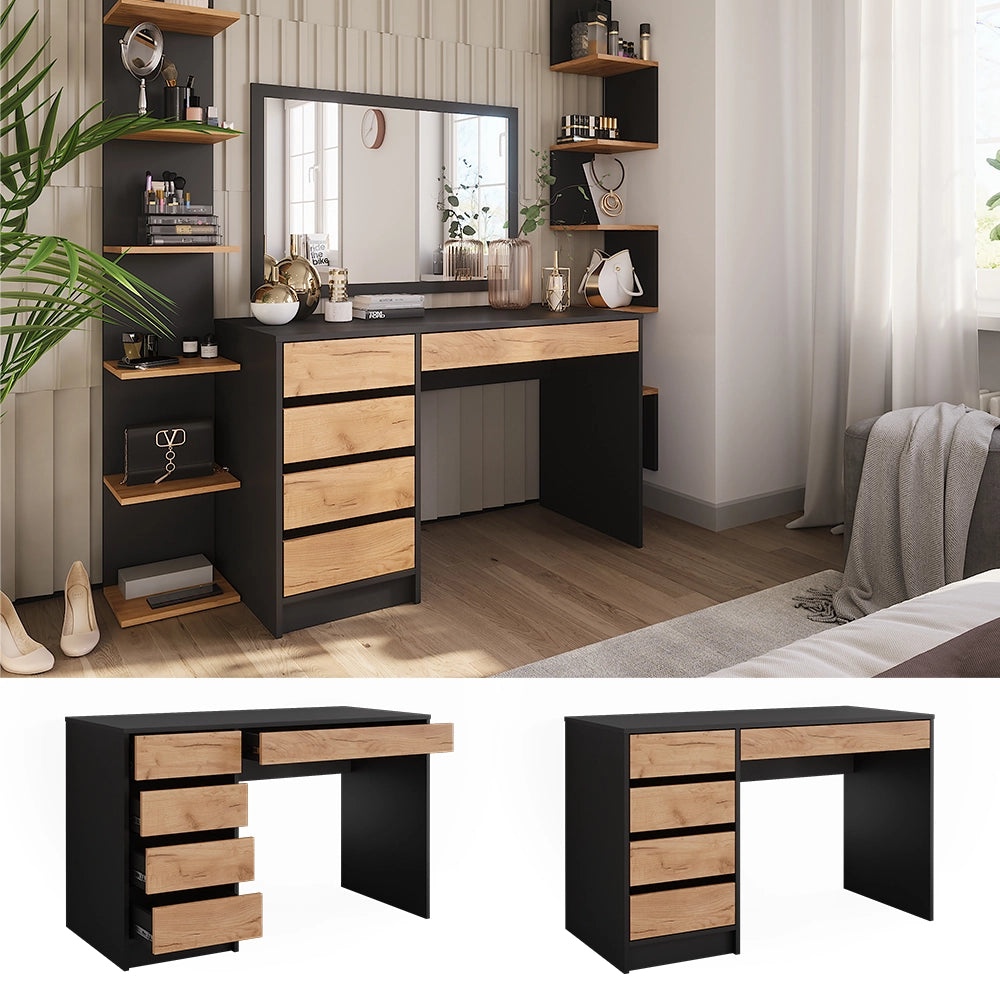 Vicco Tavolo da toilette Antracite/quercia dorata 120 x 75 cm Senza specchio