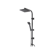 COLONNA DOCCIA IN ACCIAIO NERO OPACO H.93cm + SOFFIONE QUADRATO 19x19cm DOCCETTA 7,5x7,5cm E LACCIO FERIDRAS