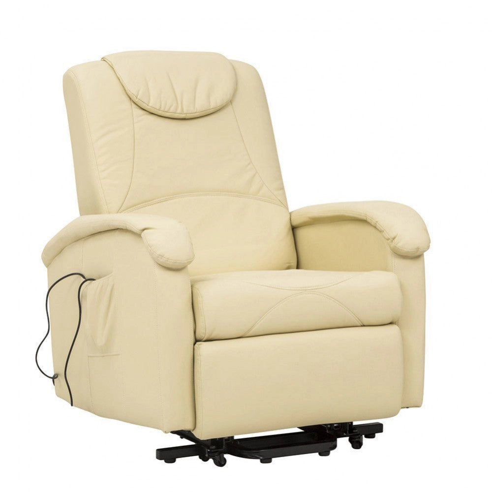 Poltrona Relax Elettrica Reclinabile 72x95/182x106/145 h cm in Similpelle Beige
