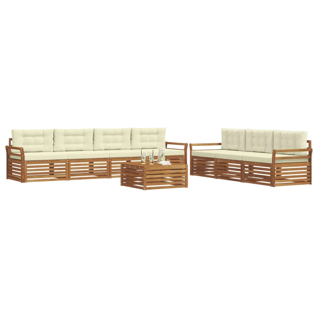 Set di divani da esterno con cuscino 8 pcs Naturale e Crema 3373140