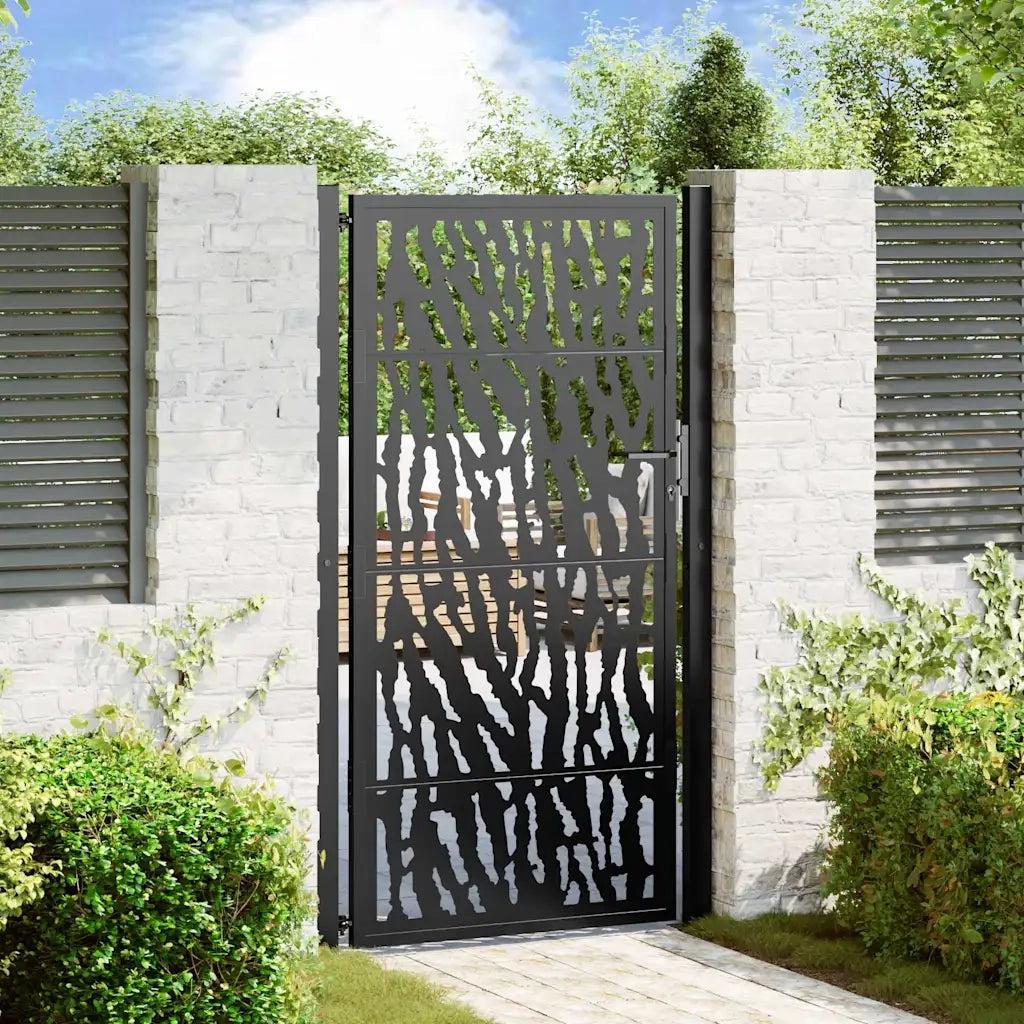 Cancello da giardino nero 100x175 cm in acciaio con design a traliccio 4100982