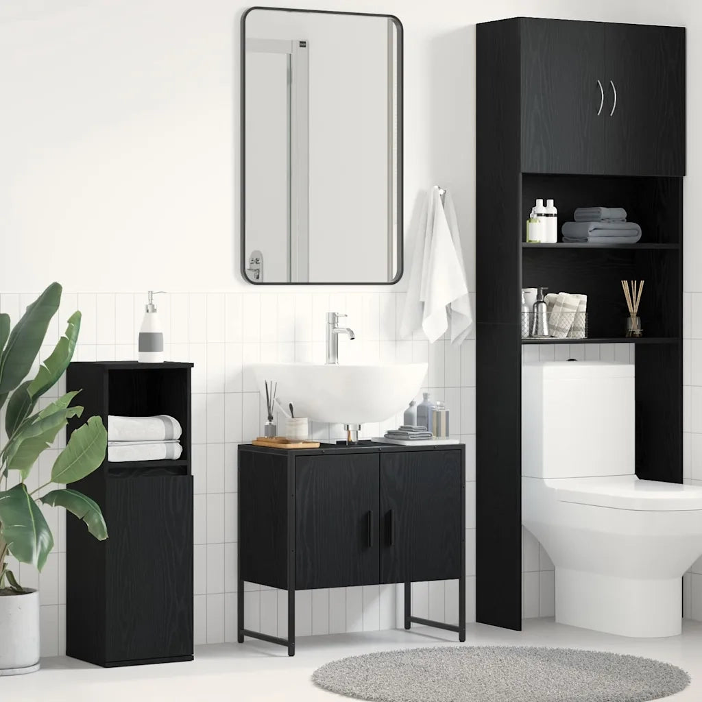Armadio per Lavabo da Bagno Rovere Nero 60 x 30 x 60 cm 863120