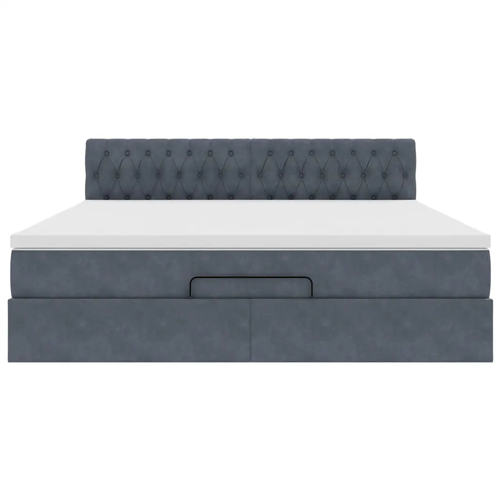 Struttura Letto Pouf con Materasso 160x200 cm in Velluto 3311856