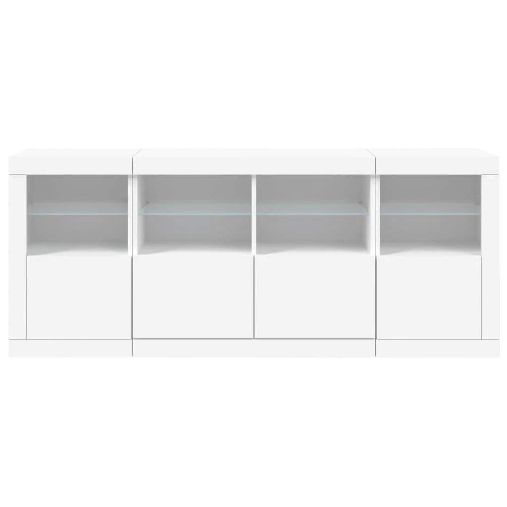 Buffet credenza cassettiera armadio mobile contenitore organizer per cucina soggiorno salotto con luci LED 163 x 37 x 67 cm bianco 02_0029835