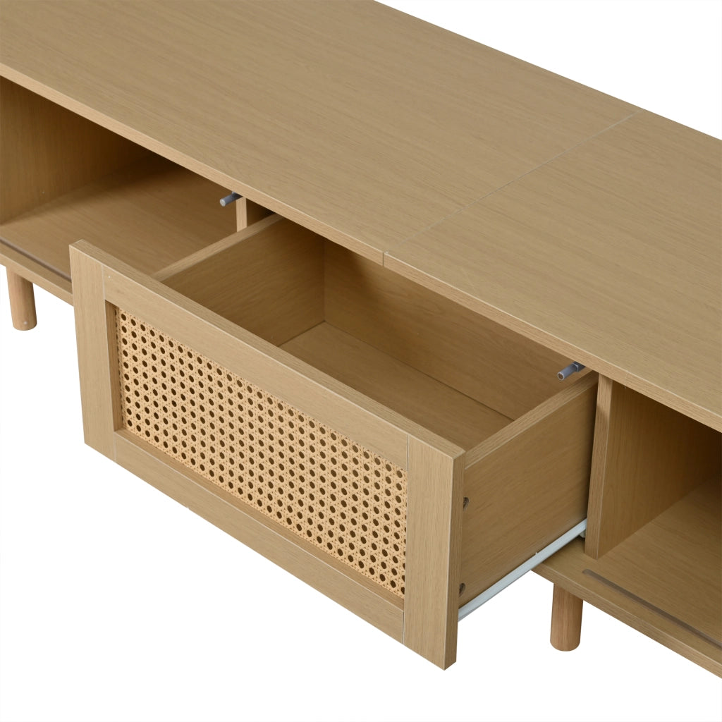 Mobile TV con 2 ante scorrevoli e 1 cassetto - per soggiorno - MDF - 180×40×40 cm - naturale