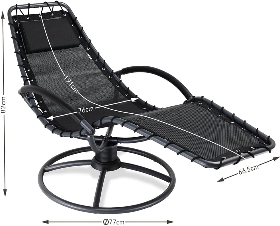 ® Sedia Relax Poltrona a Dondolo Sdraio Ergonomica Oscilla a 360° Incl. Poggiatesta Acciaio Salotto Esterno Interno Sedie Lettino Giardino