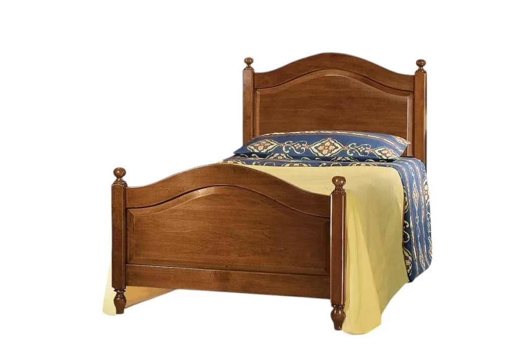 Letto 1 piazza e mezza arte povera legno tinta noce 129x212x112 - Mobili 2G