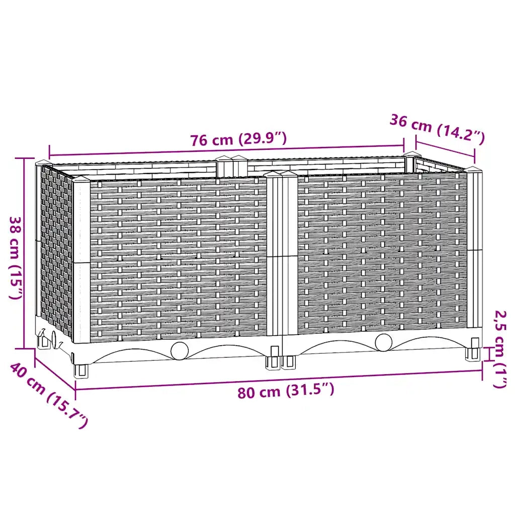 Fioriera Rialzata 80x40x38 cm in Polipropilene 153294