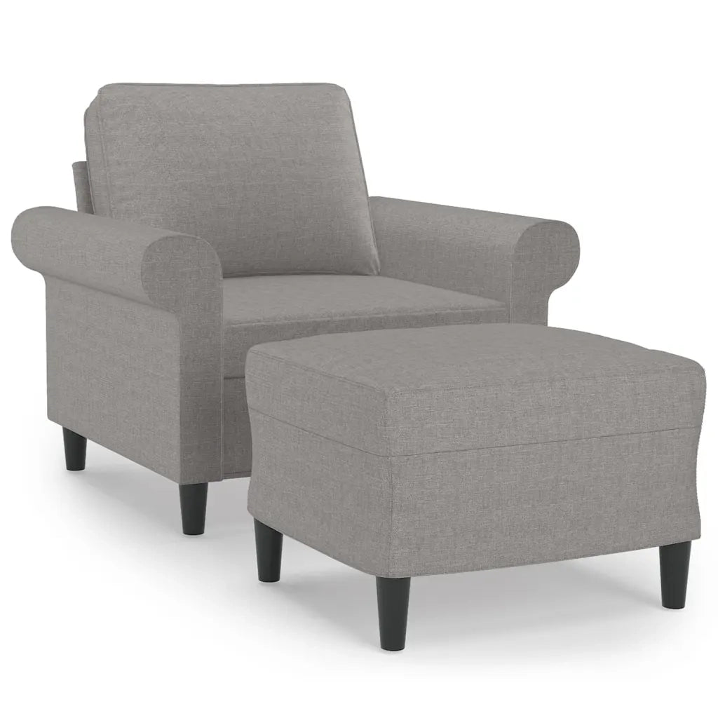 Poltrona con Poggiapiedi Grigio Chiaro 60 cm in Tessuto 3153643