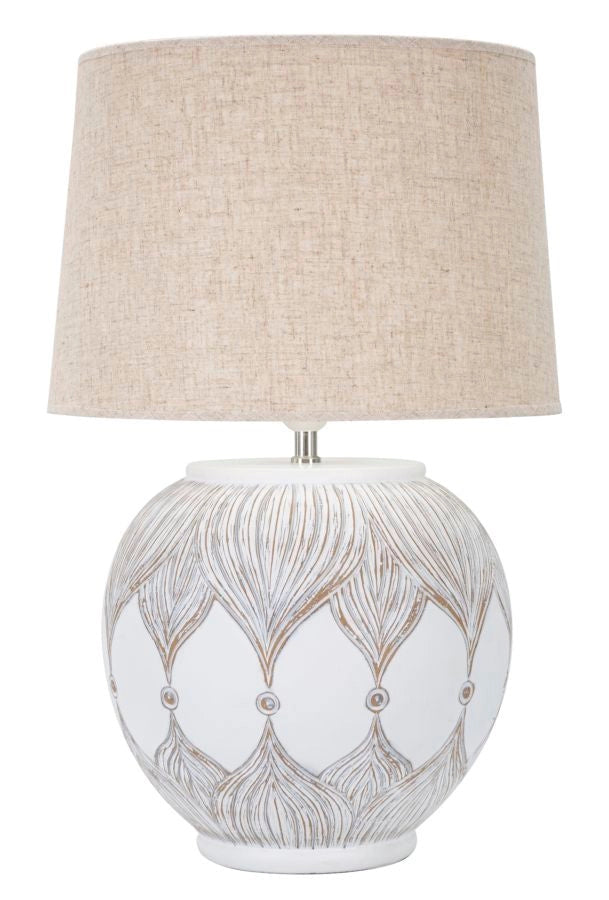 Lampada da Tavolo Rot. Atene 38x59x38 cm in Poliresina Bianco/Marrone
