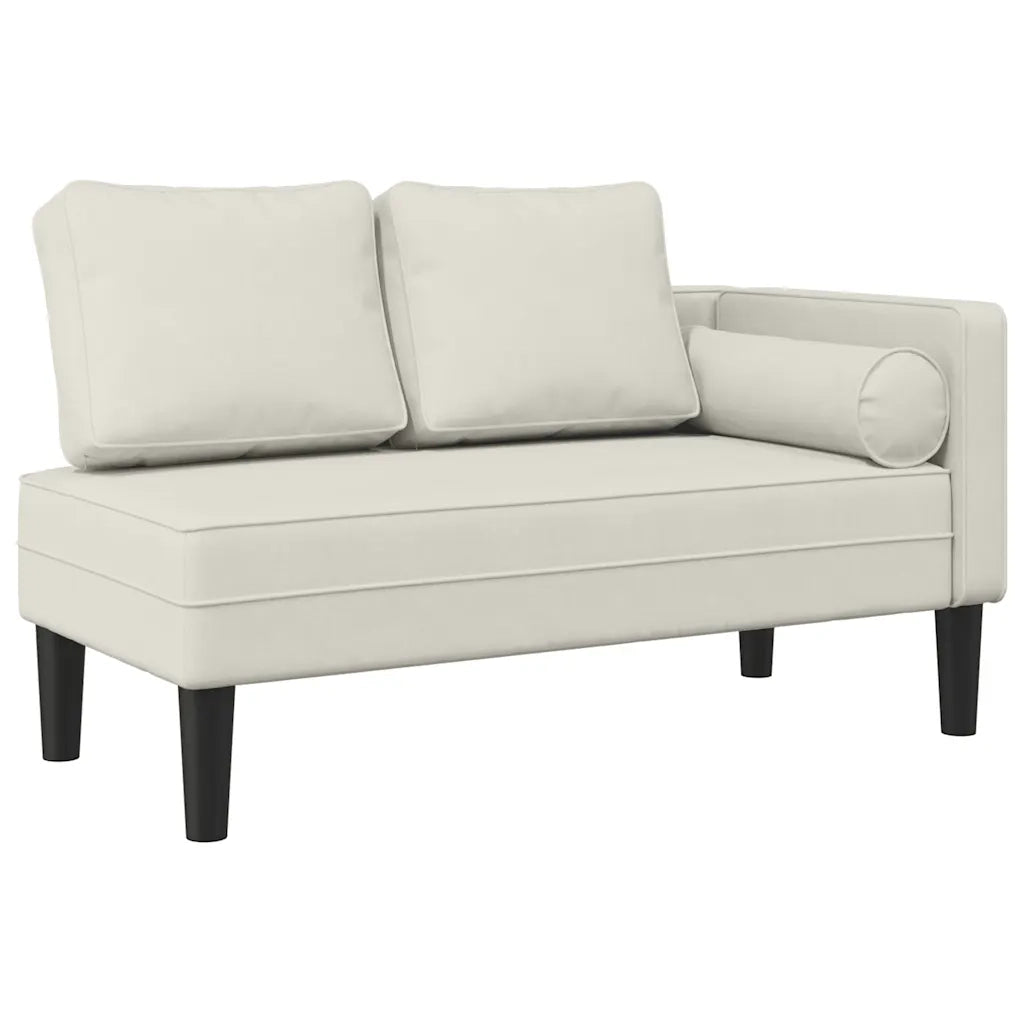 Chaise Longue con Cuscini Crema in Velluto CFW4838619