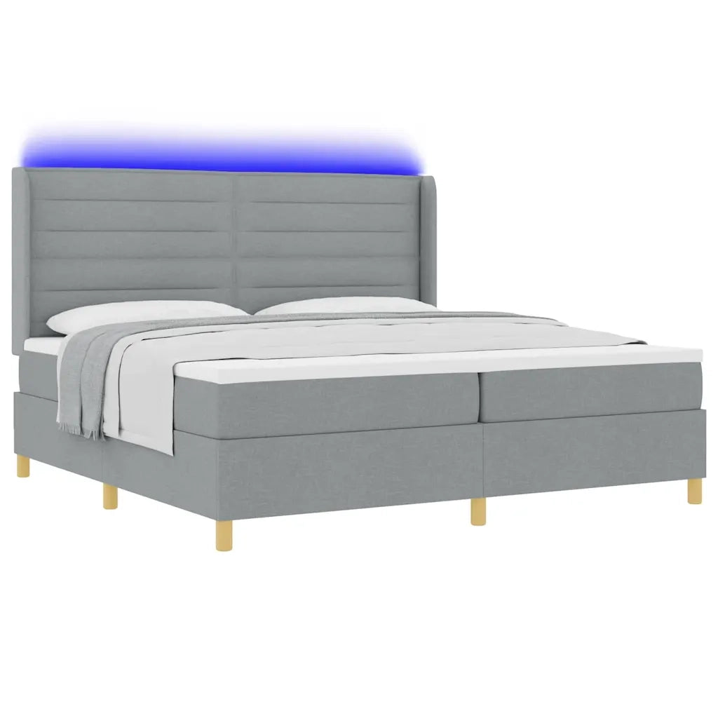 Letto a molle con testiera Grigio chiaro 200 x 200 cm Tessuto 3343651