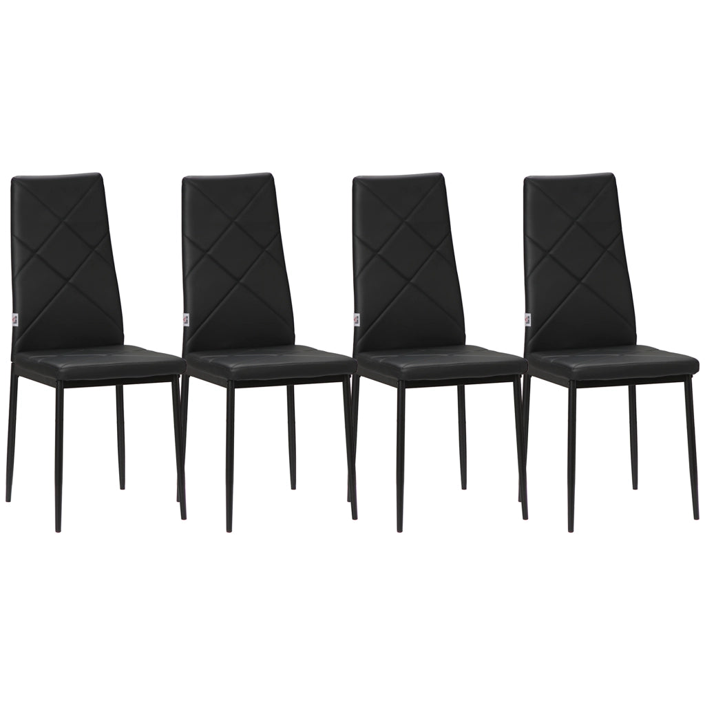 Set 4 Sedie da Pranzo ¨C Xylo ¨C Schienale Alto Similpelle Nero Struttura Acciaio 41x50x97cm