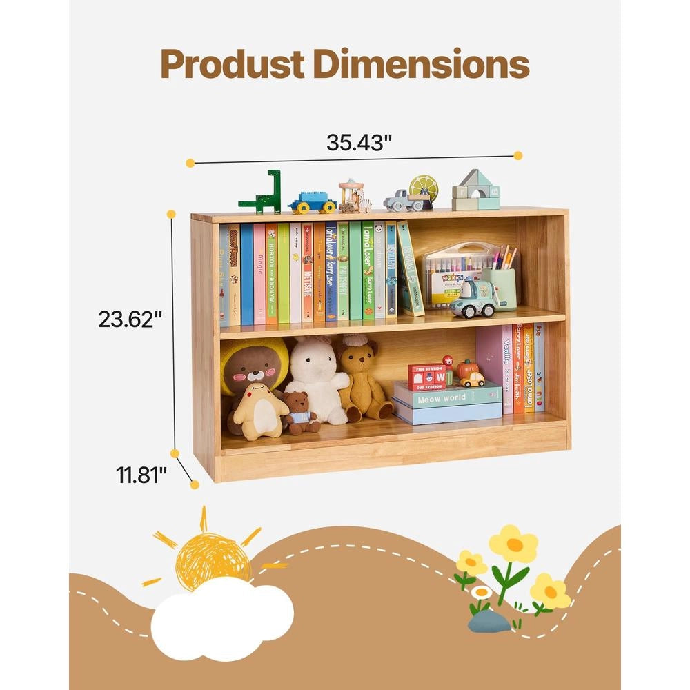 Mobiletto Stoccaggio Giocattoli Bambini 2 Ripiani 2 Scomparti Scaffale Camera da Letto Marrone