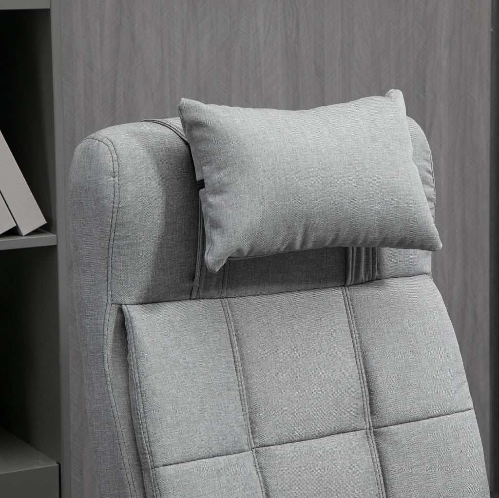 Sedia da ufficio ergonomica girevole in lino grigio chiaro