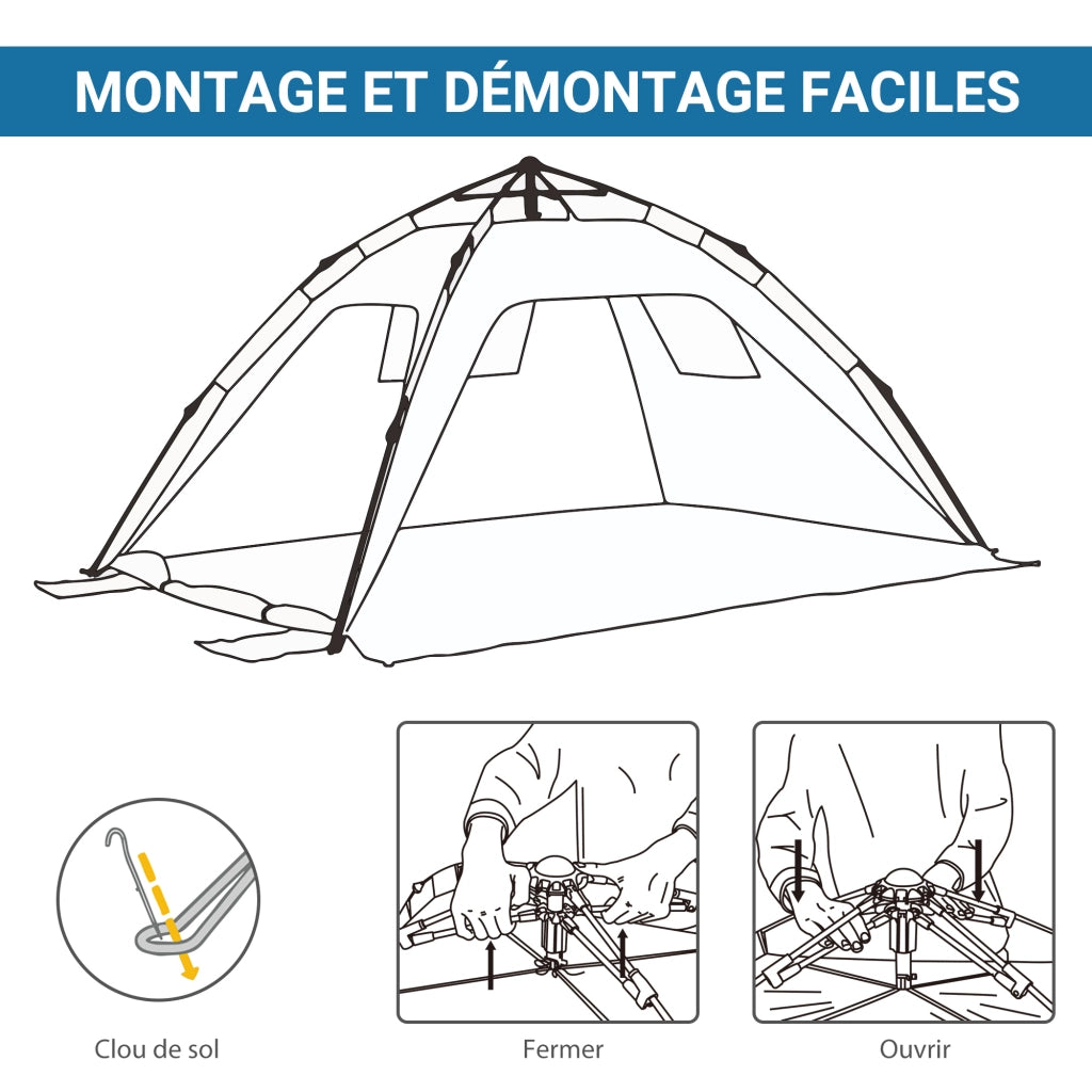Tenda da spiaggia pieghevole per 2 persone ¨C zephmum ¨C blu 220x173x120 cm