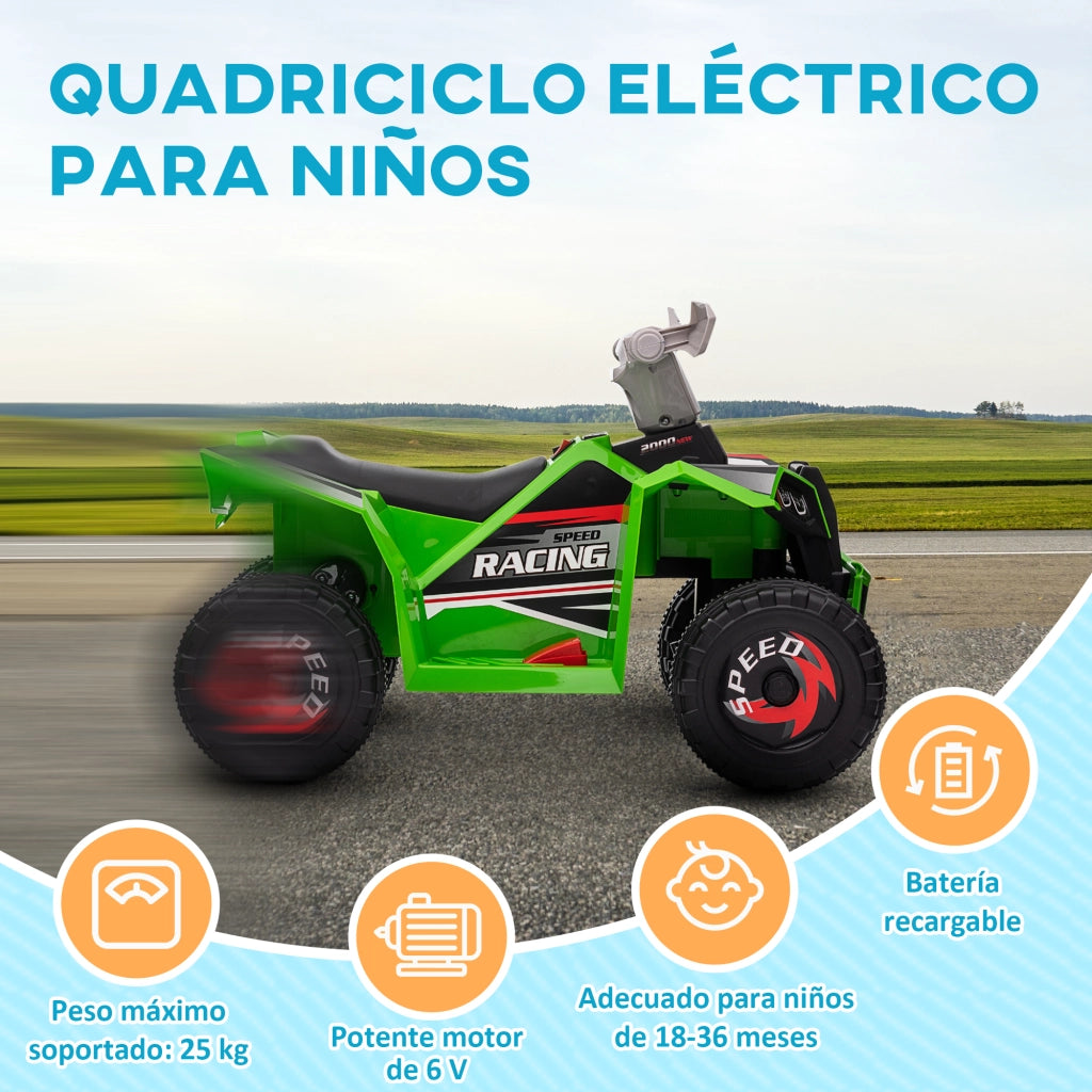 Quad Elettrico per Bambini 18-36 Mesi ¨C Xylo ¨C Verde 70x41,5x48,5 cm