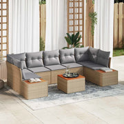 Set Divano da Giardino con cuscino 8 pcs Beige Poly Rattan