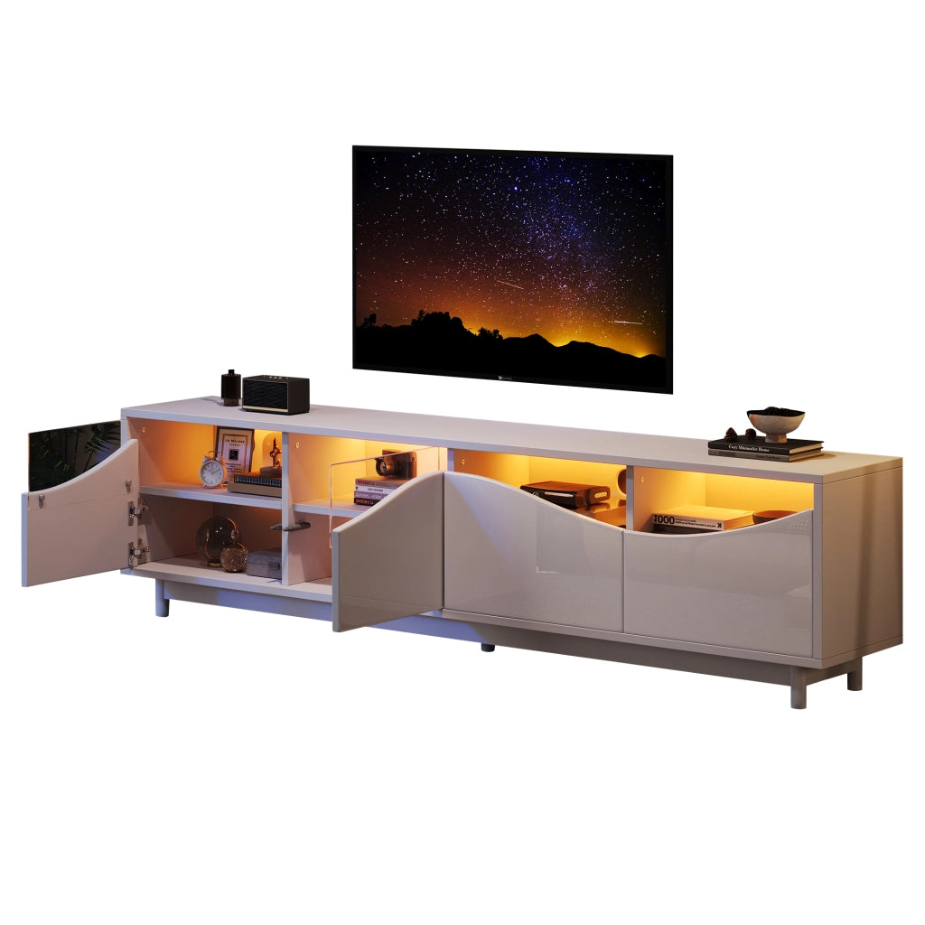 Mobile TV con 2 ante push to open; LED e passacavi - per soggiorno - 175 x 38 x 51 cm