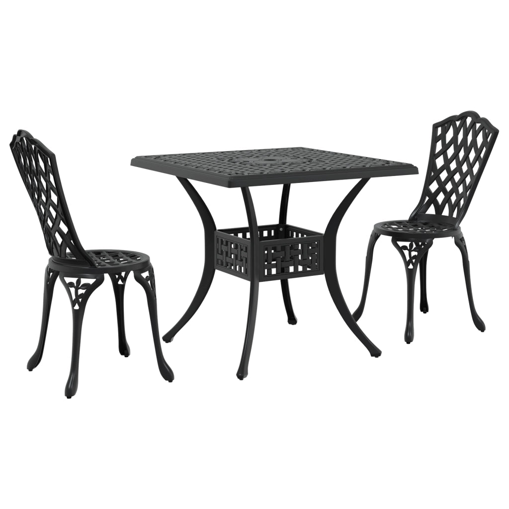 Set Bistro da Giardino 3 Pezzi in Alluminio Nero