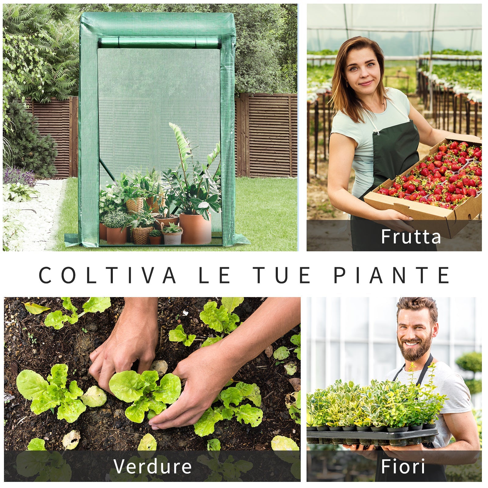 Serra da Giardino con Porta Avvolgibile 100x50x150 cm in Acciaio e PE Verde