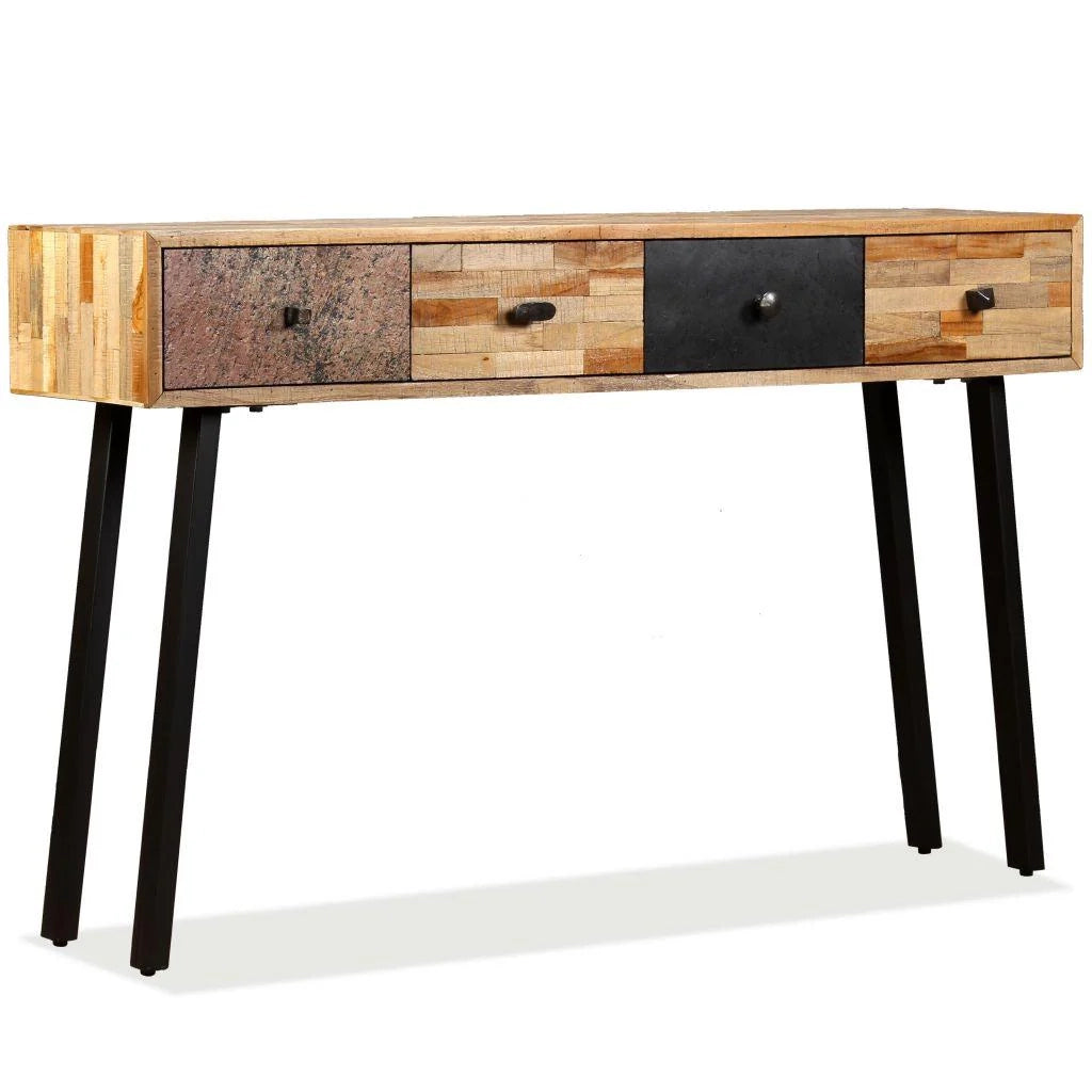 Consolle portaoggetti in teak massiccio di recupero 120 x 30 x 76 cm marrone 4402037