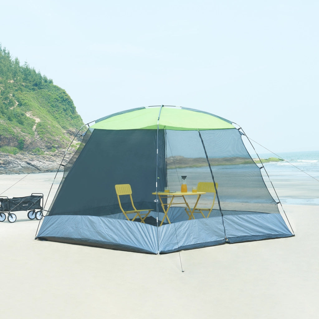 Gazebo da Giardino Beekdaelen con Zanzariere 305 x 305 x 213 cm Grigio / Verde chiaro pro.tec