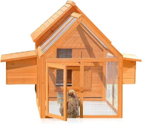 Recinzione per Galline da 6-8 esemplari con Area di Libero Accesso e Boxe per Uova - Ideale Abitazione per Galline Felici