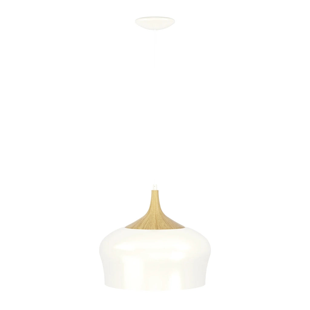 Lampadario A Sospensione Minimal Obregon Acciaio Crema 1 Luce E27