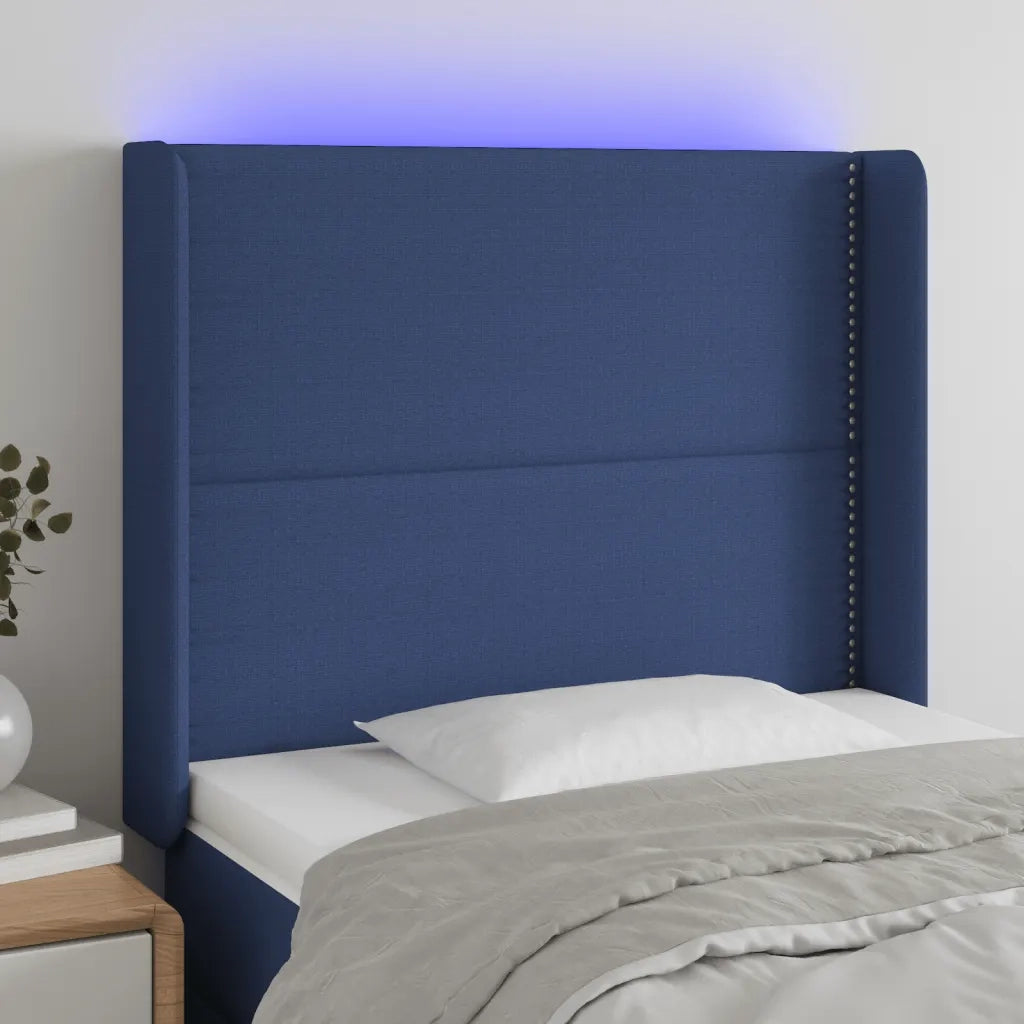 Testiera | Testata a LED Blu 103x16x118/128 cm in Tessuto