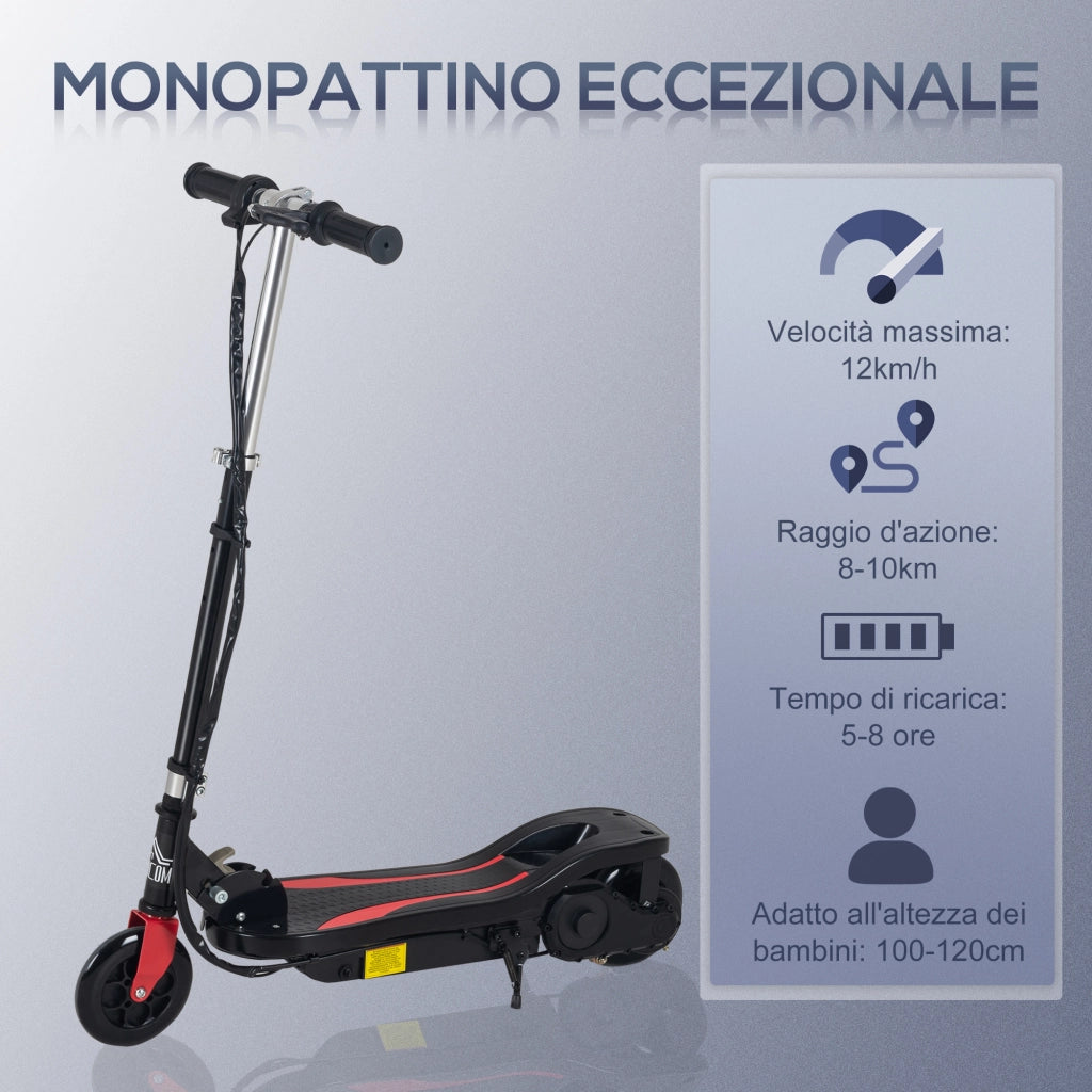 EasyComfort Monopattino Elettrico Pieghevole Altezza Regolabile 82-93cm con Freno Velocità 12km/h, Nero