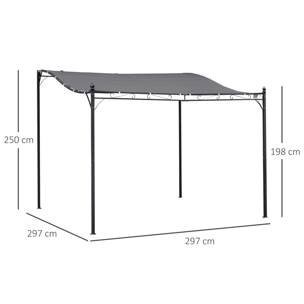 Gazebo Pergola da Giardino 3x3m ¨C zephmum ¨C Grigio con Tenda Impermeabile