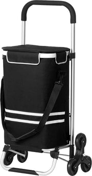 Carrello da Spesa Ripiegabile con Rampino e Compartimento Freddo - Grande Capacità 35 l - Nero
