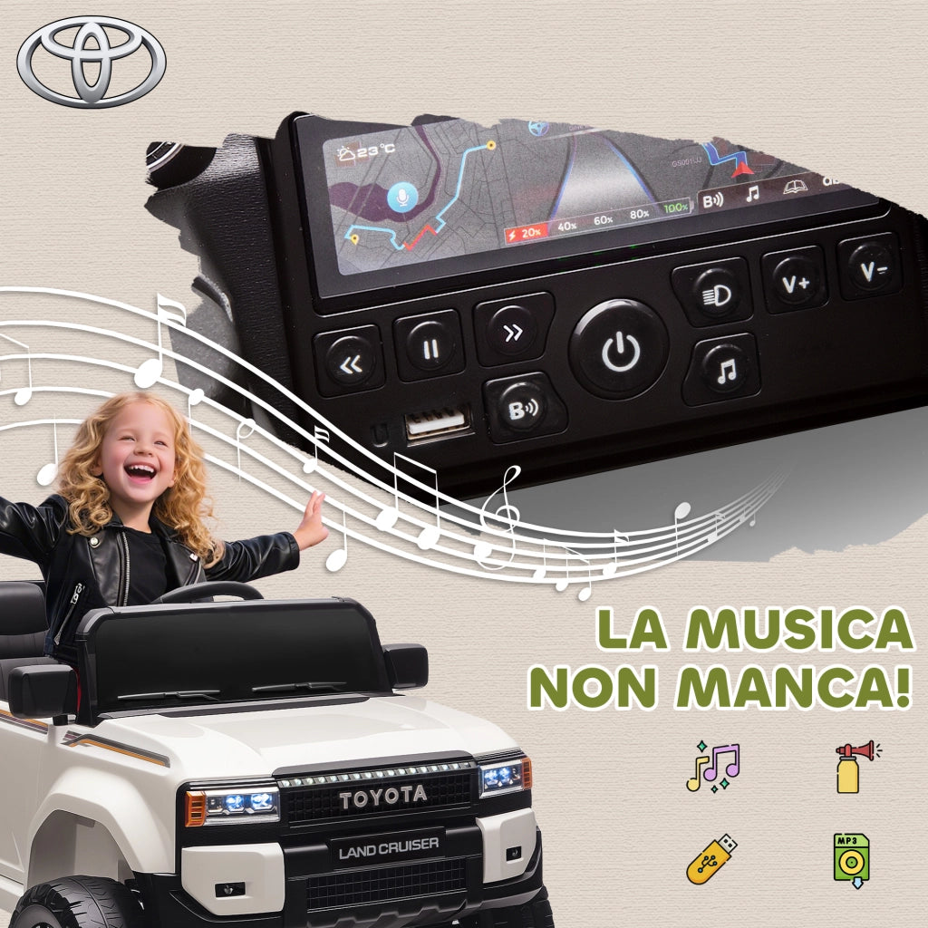 Auto Elettrica per Bambini Toyota Land Cruiser ¨C zephmum ¨C 12V Telecomando Bianco
