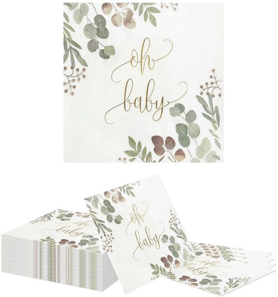 Serviette a foglia di eucalipto 2 strati, 40 pezzi, 33x33 cm, senza cloro, decorazione per feste botanica
