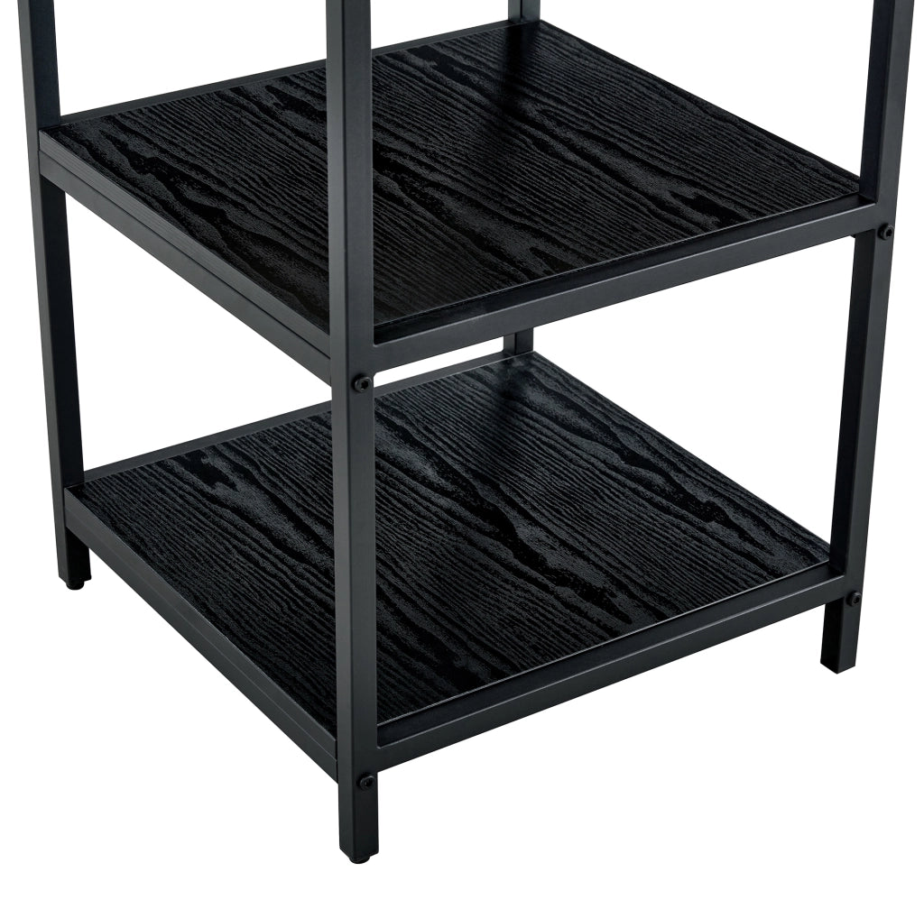 Tavolo da pranzo rotondo 107 cm nero e noce con doppio ripiano